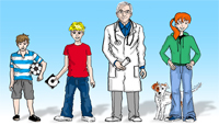 Image einer Gruppe von Kindern mit einem Arzt